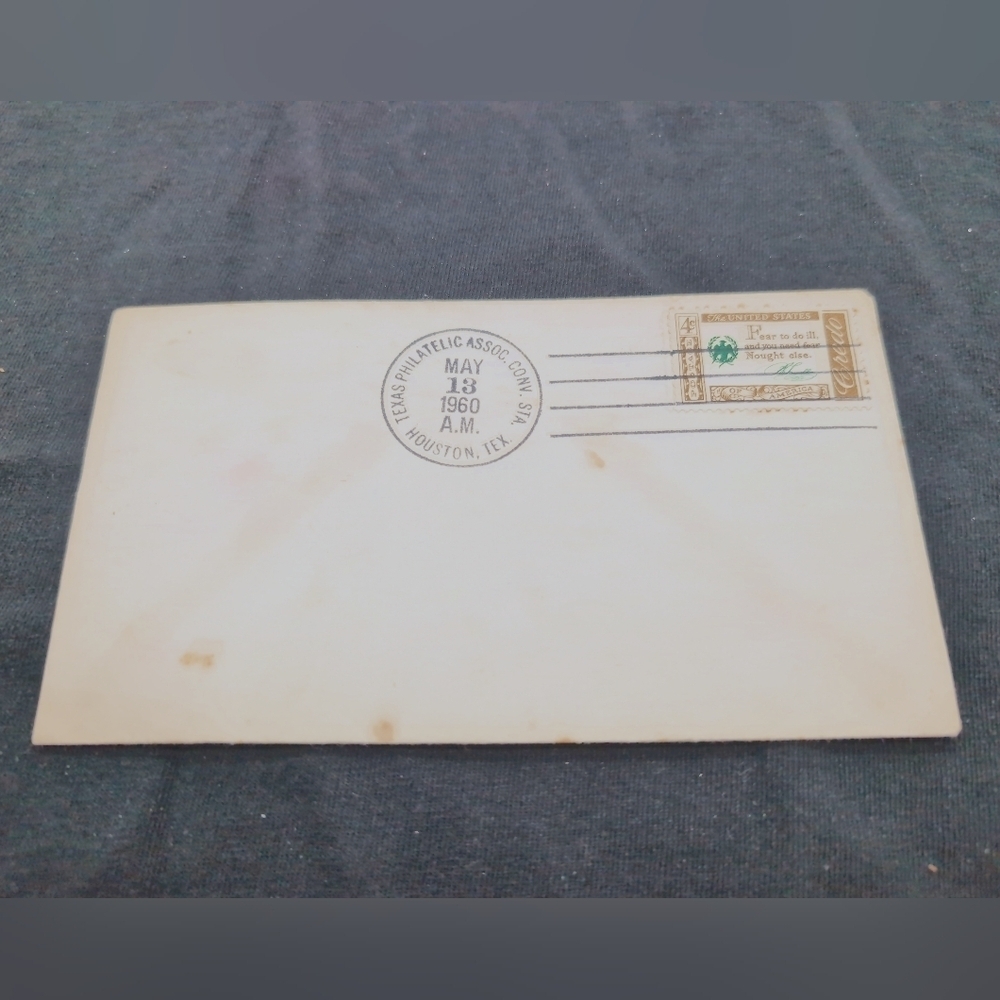5/13/ 1960 Texas Philatelists Convention Original Envelope with 4c  Creedo Stamp